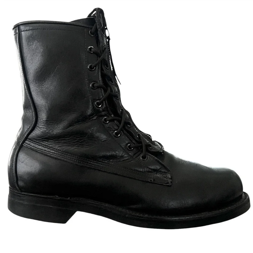 Vintage 1979 US Military Leather Combat Boots Black Zip Lace Up 9EE DLA-100-79-C
